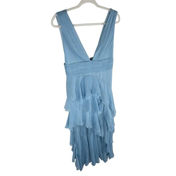 Alice + Olivia Holly Asymmetric Maxi Dress Tiered Ruffle Party Cocktail Blue 6 - Picture 5 of 14